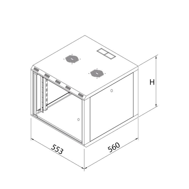 Formrack FORM GLD-16U560/ALFA-16U560 19“ стенен комуникационен шкаф 16U (555/560mm)