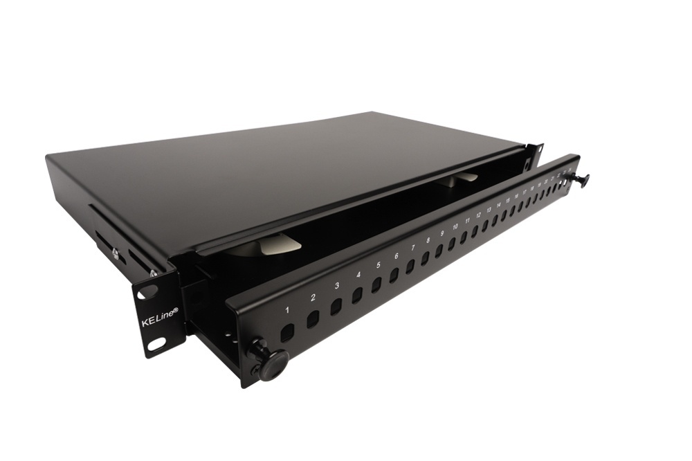 KELine RAB-FO-X15-SL 19" телескопичен (изтеглящ се) оптичен панел (ODF) за 24 x ST-ST или FC-FC Si KELine RAB-FO-X15-SL 19" телескопичен (изтеглящ се) оптичен панел (ODF) за 24 x ST-ST или FC-FC Si