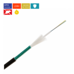 12 ОВ армиран central loose tube кабел, Euroclass Dca, OM2 50/125 μm, безхалогенна изолация, гофрирана стоманена армировка, конструкция от 1 туба, пълнеж с гел блокиращ водата, елементи за якост от стъклени нишки, устойчив на механично