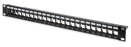 19“ празен панел 24 порт черен с аранж, Assmann