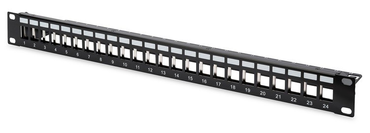 19-prazen-panel-24-port-cheren-assmann 19“ празен панел 24 порт черен с аранж, Assmann - Image 1