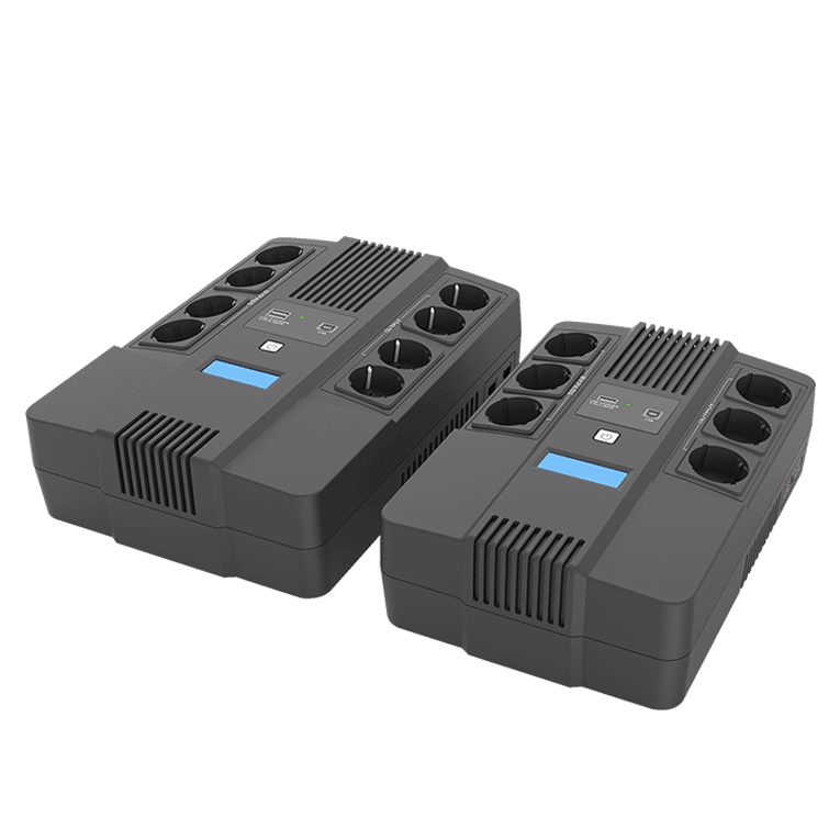 HighEnergy AIO1000(Schuko) UPS 1000VA/600W, pF 0.6, AIO (All-In-One) Line-Interactive технология, симулирана синусоида, 1 бр. в