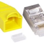 Комплект RJ45+color boot (FTP), жълт