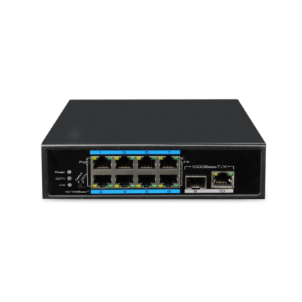 10-портов Индустриален PoE мрежов комутатор UTEPO UTP7108E-POE