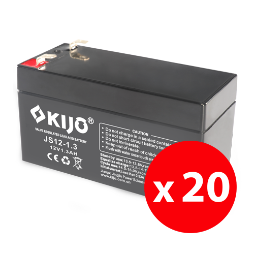 KIJO JS12-1.3-BAX — комплект 20 AGM акумулатора 12 V, 1,3 Ah