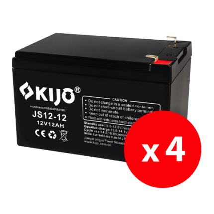 KIJO JS12-12-BAX — комплект 4 AGM акумулатора 12 V, 12 Ah
