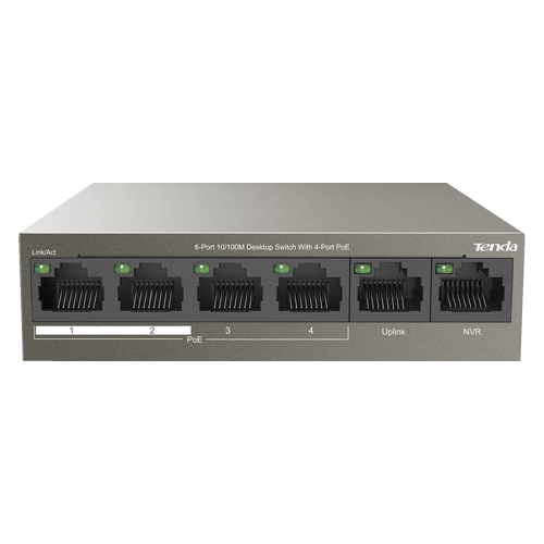 Tenda TEF1106P-4-63W — PoE+ суич с 4 PoE и 2 uplink порта Tenda TEF1106P-4-63W — PoE+ суич с 4 PoE и 2 uplink порта