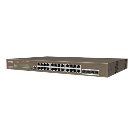 Tenda TEG5328P-24-410W — 24-портов PoE+ Gigabit суич, бюджет 370 W