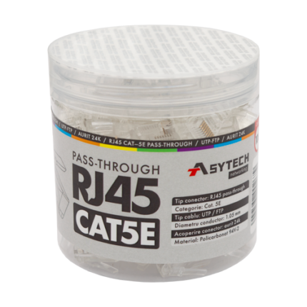 RJ45-CAT5-EZ-JAR — неекранирани RJ45 Cat5e EZ Pass-Through конектори, буркан 100 бр.
