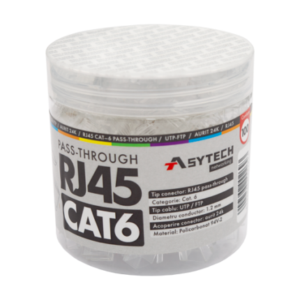 RJ45-CAT6-EZ-JAR — неекранирани RJ45 Cat6 EZ Pass-Through конектори, буркан 100 бр.