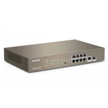 Tenda TEG5310P-8-150W — 8-портов PoE+ Gigabit суич, бюджет 130 W