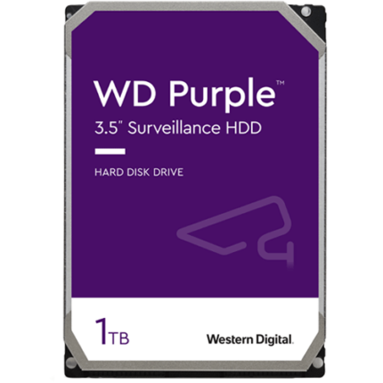 WD Purple WD10PURZ — диск 1 TB, 3,5″ SATA, CMR, 64 MB за видеонаблюдение