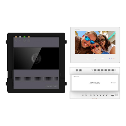 Hikvision DS-KIS704EY-AL — двупроводен видеодомофонен комплект, 7 инча, алуминий