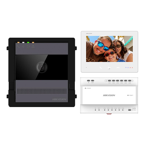 Hikvision DS-KIS704EY-AL — двупроводен видеодомофонен комплект, 7 инча, алуминий