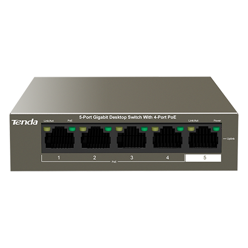 Tenda TEG1105P-4-63W — 4-портов PoE+ Gigabit суич, бюджет 57.8 W Tenda TEG1105P-4-63W — 4-портов PoE+ Gigabit суич, бюджет 57.8 W