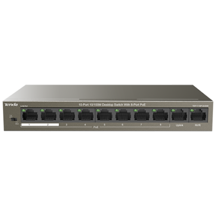 Tenda TEF1110P-8-63W — PoE+ суич с 8 PoE и 2 uplink порта