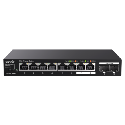Tenda TEM2010X — суич с 8 × 2.5G RJ45 и 2 × 10G SFP+