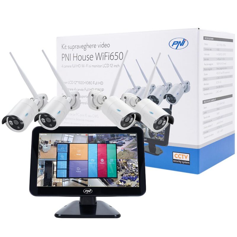 PNI-HSWIFI650 WiFi650 комплект с 4 Wi-Fi камери 2 MP и 12-инчов NVR монитор