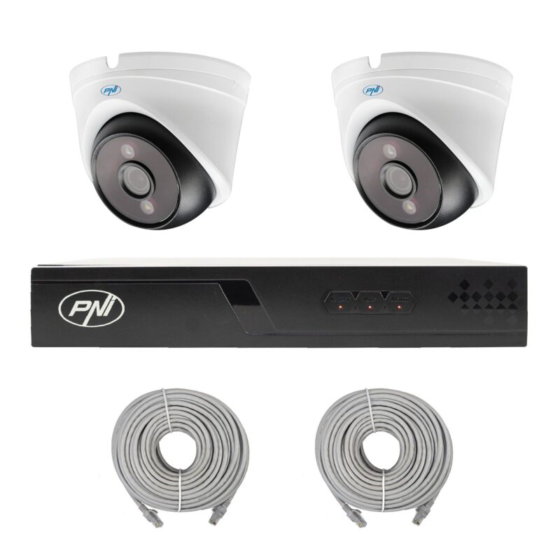 PNI House IP710-2IP8 — PoE комплект с 2 куполни камери 8 MP и кабели
