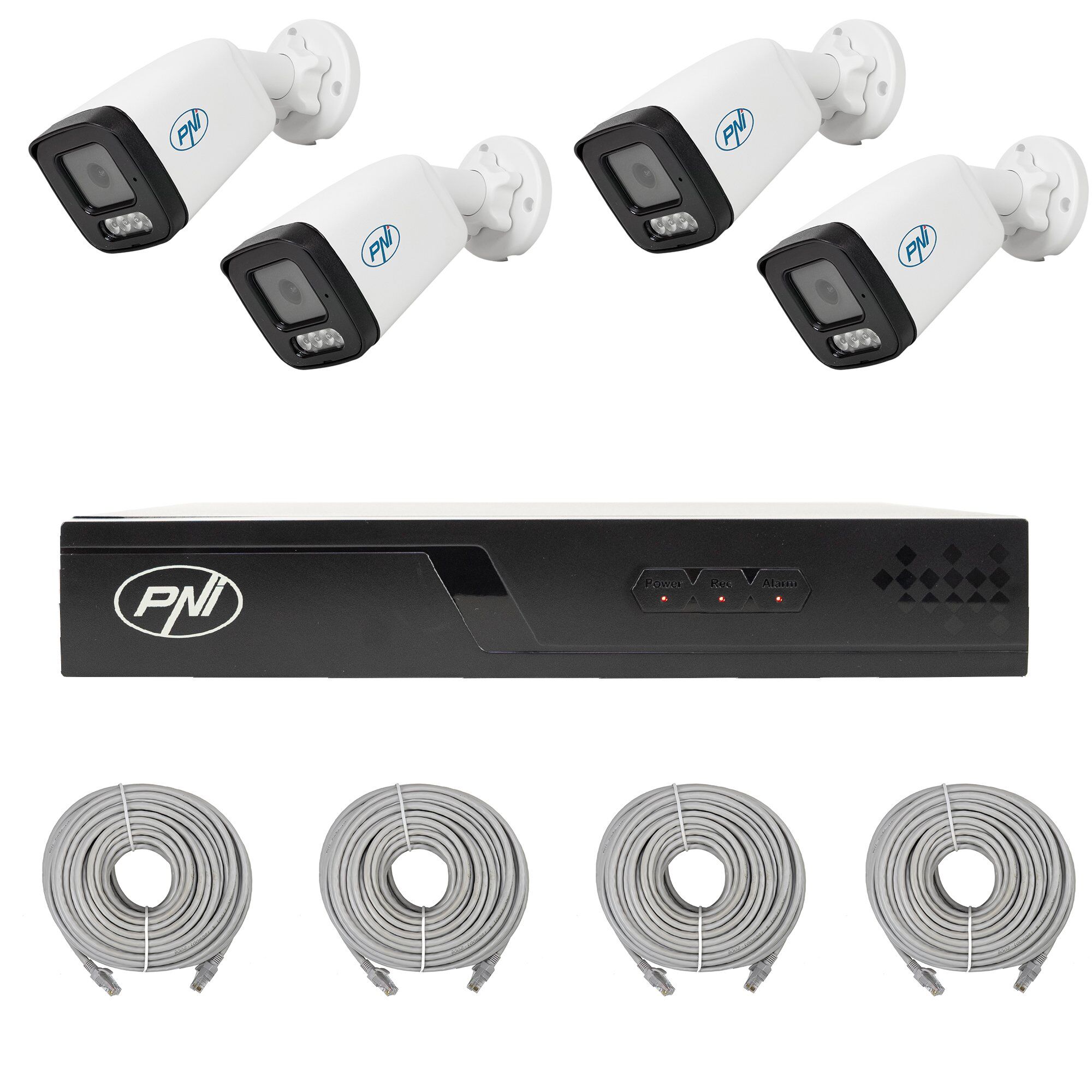 PNI House IP710-4I5 — PoE комплект с 4 корпусни камери 5 MP и аудио PNI House IP710-4I5 — PoE комплект с 4 корпусни камери 5 MP и аудио