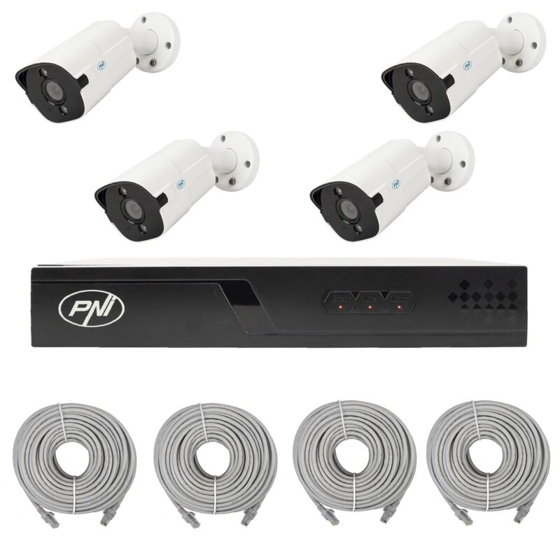 PNI House IP710-4I8 — PoE комплект с 4 камери 8 MP и кабели