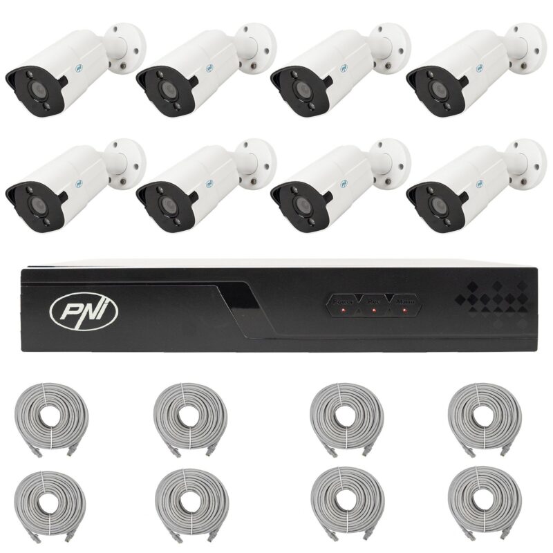 PNI House IP716-8I8 — PoE комплект с 8 камери 8 MP и кабели