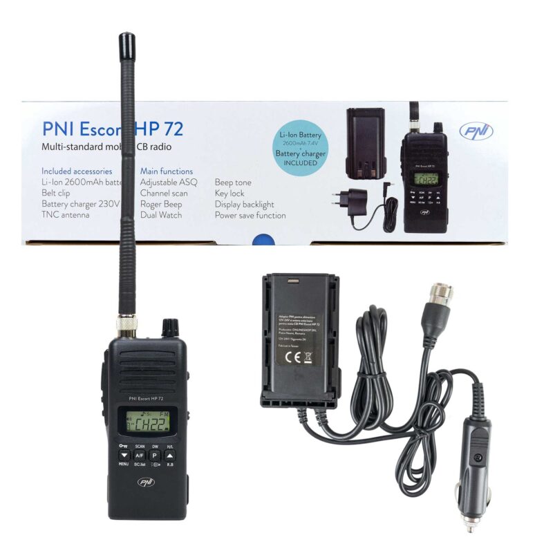 PNI-PACK101 — преносим CB комплект HP 72 с батерия и адаптер 12/24 V