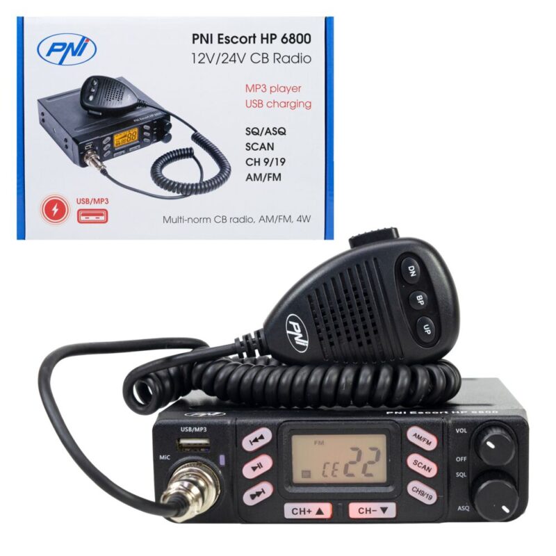 PNI-HP-6800 — CB радиостанция AM/FM, 12/24 V с MP3 и USB