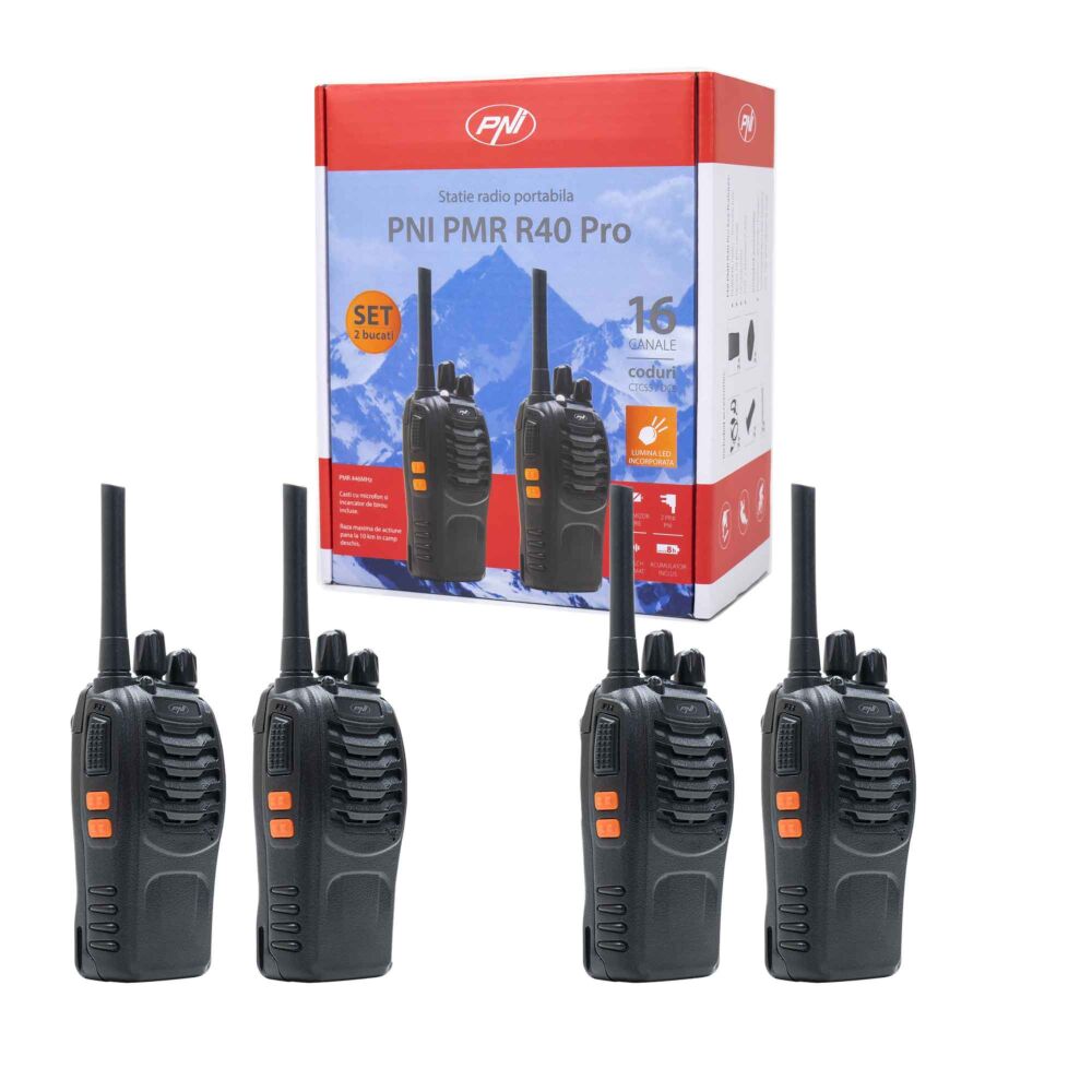 PNI-R40-4 — комплект 4 PMR446 радиостанции със слушалки PNI-R40-4 — комплект 4 PMR446 радиостанции със слушалки