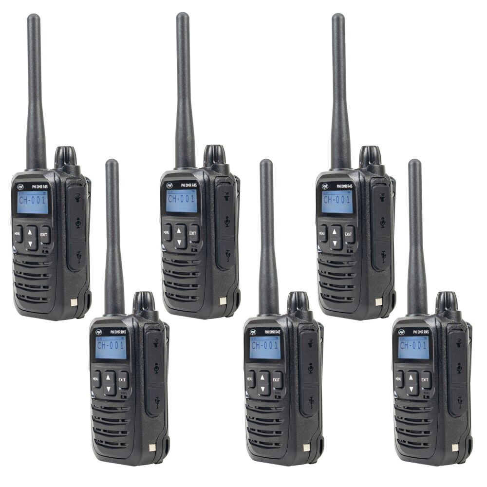 PNI-D45-6 — комплект 6 цифрови и аналогови радиостанции DMR R45 PNI-D45-6 — комплект 6 цифрови и аналогови радиостанции DMR R45