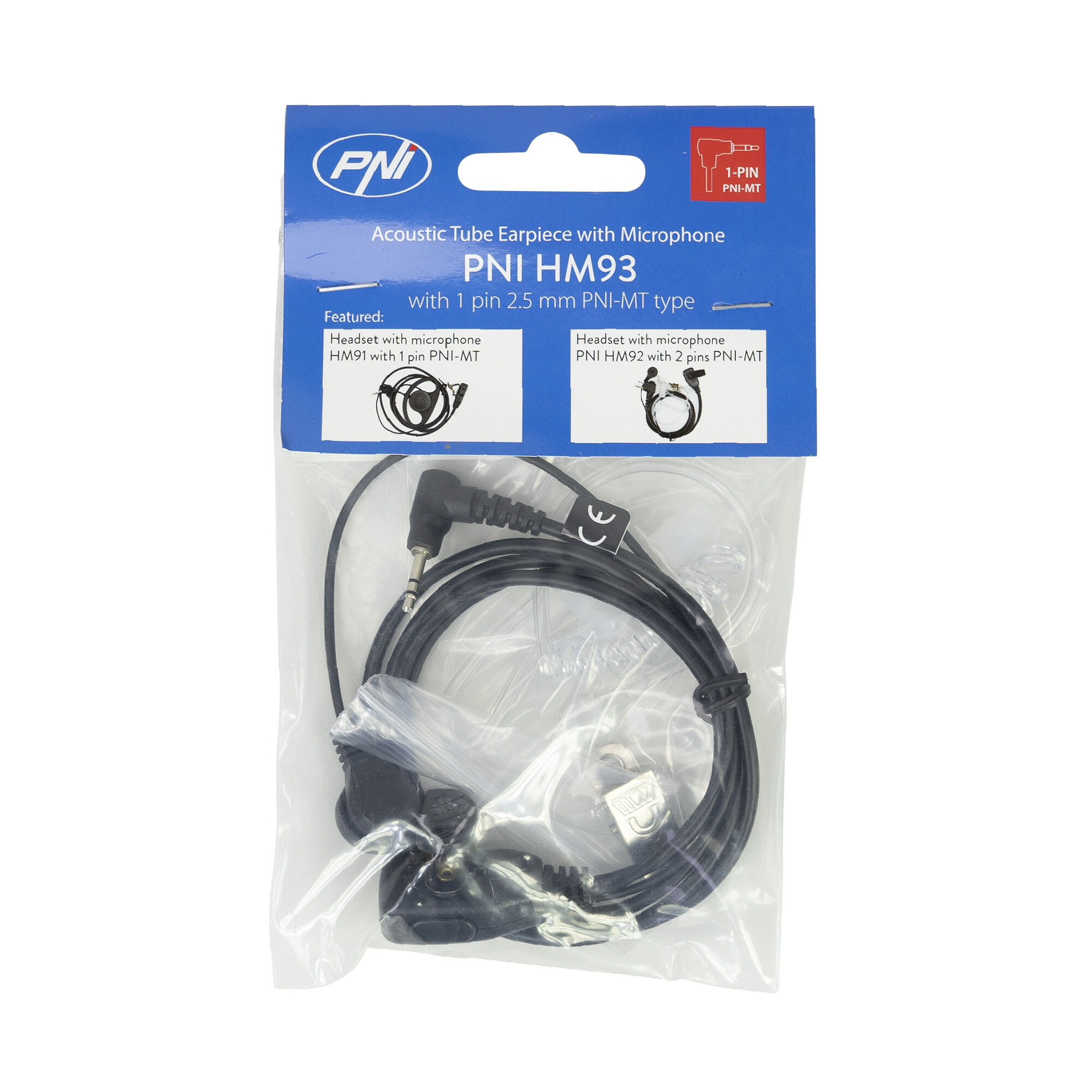 PNI-HM93 — слушалка с микрофон, акустична тръба и 2.5 mm PNI-MT конектор PNI-HM93 — слушалка с микрофон, акустична тръба и 2.5 mm PNI-MT конектор