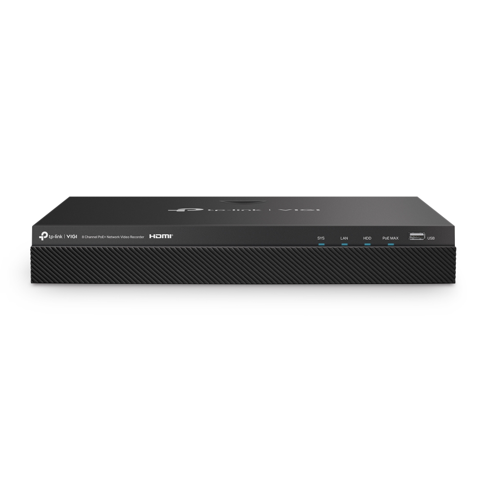 TP-Link VIGI-NVR2008H-8MP — 8-канален PoE+ NVR, 2 SATA, без твърд диск TP-Link VIGI-NVR2008H-8MP — 8-канален PoE+ NVR, 2 SATA, без твърд диск