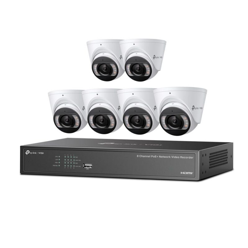TP-Link VIGI-NK8MP-T6425-2T — комплект 6 × 4 MP IP камери, 8-канален PoE NVR и 2 TB HDD