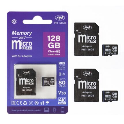 PNI-MSD128GB-2 — комплект 2 microSDXC карти по 128 GB с SD адаптери