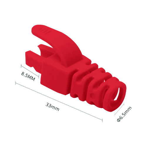 RJ45-CAP-RD — червени защитни маншони за RJ45 щепсели, 100 бр. RJ45-CAP-RD — червени защитни маншони за RJ45 щепсели, 100 бр.