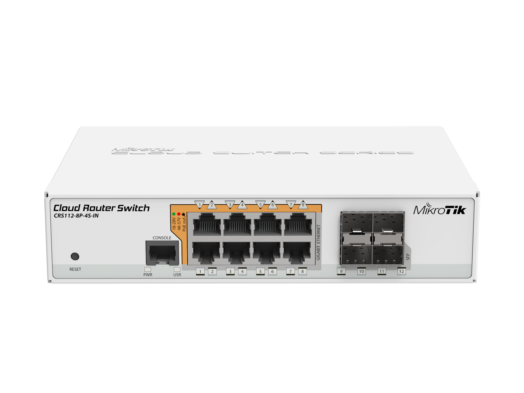 Превключвател за управление, 8 x Gigabit с PoE-изход, 4 x SFP - Mikrotik CRS112-8P-4S-IN Превключвател за управление, 8 x Gigabit с PoE-изход, 4 x SFP - Mikrotik CRS112-8P-4S-IN