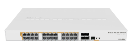 Превключвател за управление 24 x Gigabit PoE+ Out 450W, 4 x SFP+ 10Gbps - Mikrotik CRS328-24P-4S+RM