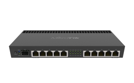 Рутер 10 x Gigabit, 1 x SFP+ 10Gbps, 1 x PoE, RouterOS L5, 1U - Mikrotik RB4011iGS+RM