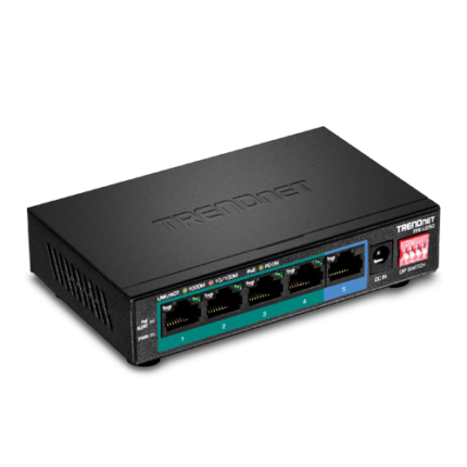 PoE Суич TRENDnet TPE-LG50 с 4 PoE+ Порта и Обхват 200м