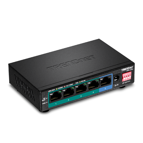 PoE Суич TRENDnet TPE-LG50 с 4 PoE+ Порта и Обхват 200м PoE Суич TRENDnet TPE-LG50 с 4 PoE+ Порта и Обхват 200м