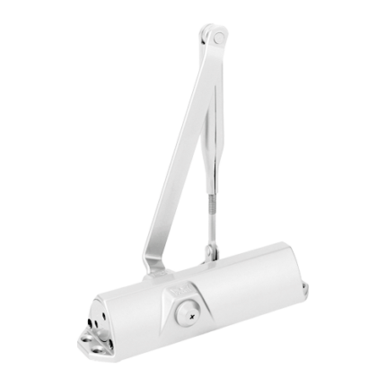 Хидравличен амортисьор бял RAL9016 с шарнирно рамо - DORMA TS68-WHITE