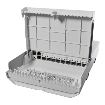 Комутатор netFiber 9, 4 x SFP+ 10G, 5 x SFP 1G, 1 x Gigabit (PoE-In), външен - MikroTik CRS310-1G-5S-4S+OUT