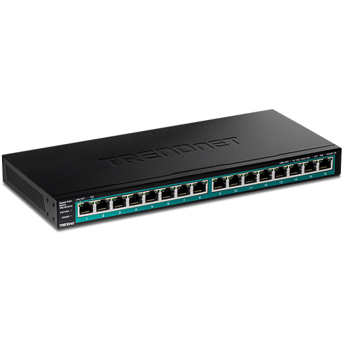 TRENDnet TPE-TG161H Неуправляем PoE+ Суич 16xGE 120W TRENDnet TPE-TG161H Неуправляем PoE+ Суич 16xGE 120W