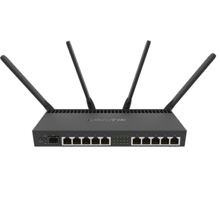 Рутер 10 x Gigabit, 1 x SFP+ 10Gbps, PoE IN/OUT, RouterOS L5, Wi-Fi - Mikrotik RB4011iGS+5HacQ2HnD-IN
