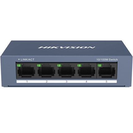 Hikvision DS-3E0105-O Суич 5 порта 10/100 Mbps Метален Корпус