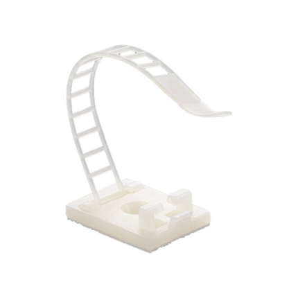 Регулируема пластмасова опора за кабели, БЯЛА, 25x18 mm, самозалепваща се, 100 бр. TAA-1-W