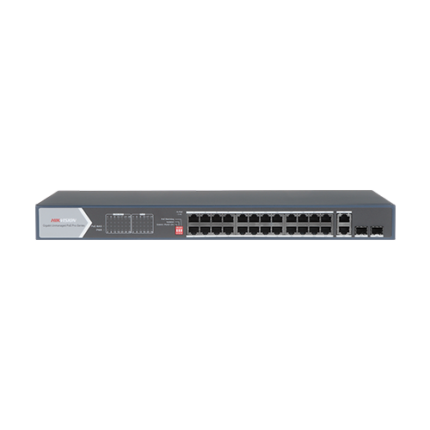 Hikvision DS-3E0528HP-E 24-Портов Gbit Hi-PoE Суич 4xUplink 225W 300м