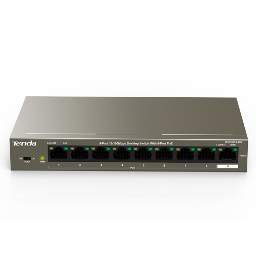 Tenda TEF1109P-8-63W 8-портов PoE Суич Tenda TEF1109P-8-63W 8-портов PoE Суич