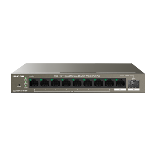 Управляем Суич IP-COM G2210P-8-102W с 8 PoE+ Порта Управляем Суич IP-COM G2210P-8-102W с 8 PoE+ Порта