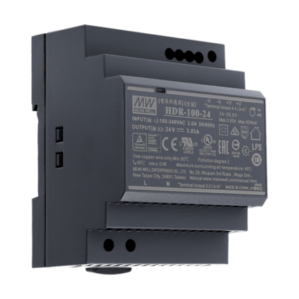 MeanWell HDR-100-24 Импулсно Захранване 24V 3.83A 92W за DIN Шина